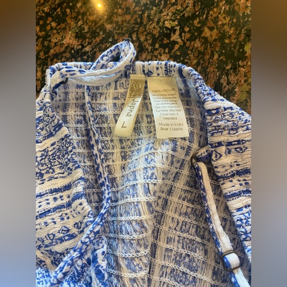 Large maxi blue white tribal beach festival japna dress adjustable straps - Picture 3 of 6